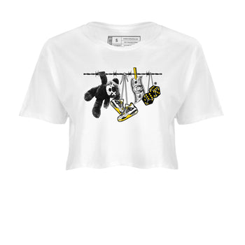 Air Jordan 4 Vivid Sulfur shirt to match jordans Clothesline sneaker tees 4s Vivid Sulfur SNRT Sneaker Release Tees White 2 crop length shirt
