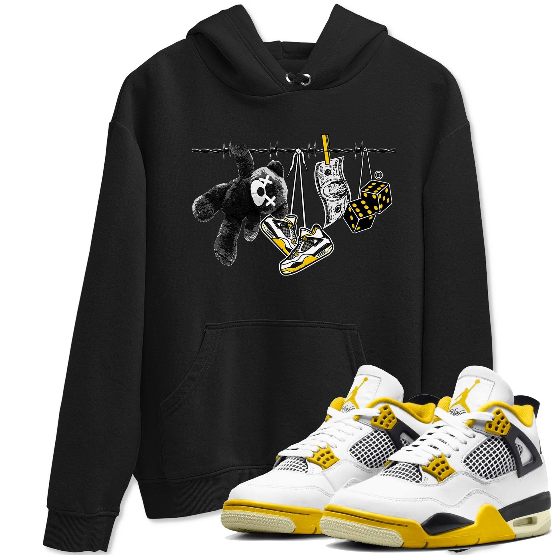 Air Jordan 4 Vivid Sulfur shirt to match jordans Clothesline sneaker tees 4s Vivid Sulfur SNRT Sneaker Release Tees unisex cotton Black 1 crew neck shirt