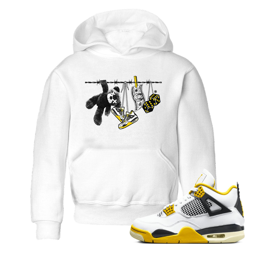 Air Jordan 4 Vivid Sulfur shirt to match jordans Clothesline sneaker tees 4s Vivid Sulfur SNRT sneaker release tees baby toddler White 1 cotton Shirt