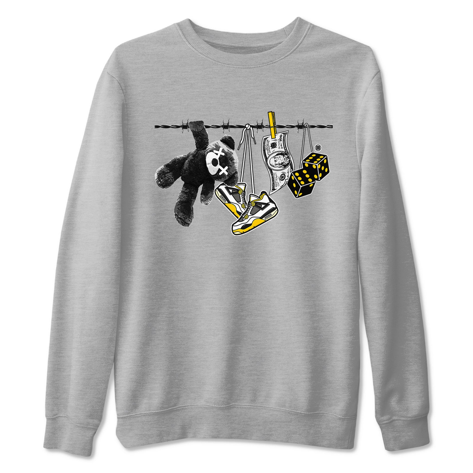 Air Jordan 4 Vivid Sulfur shirt to match jordans Clothesline sneaker tees 4s Vivid Sulfur SNRT Sneaker Release Tees unisex cotton Heather Grey 2 crew neck shirt