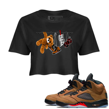 5s Archaeo Brown shirts to match jordans Clothesline sneaker match tees Air Jordan 5 Archaeo Brown match shoes to clothes SNRT Sneaker Tees unisex cotton Black 1 crop tee