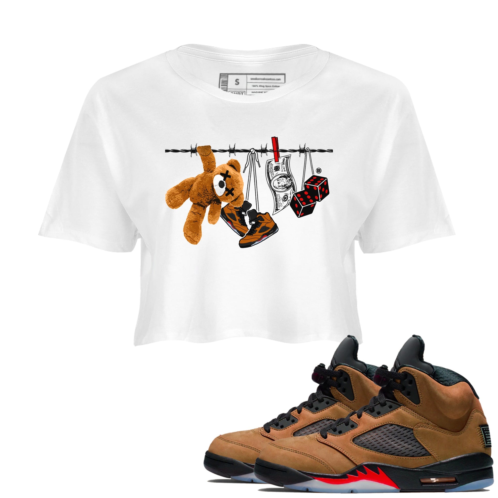 5s Archaeo Brown shirts to match jordans Clothesline sneaker match tees Air Jordan 5 Archaeo Brown match shoes to clothes SNRT Sneaker Tees unisex cotton White 1 crop tee