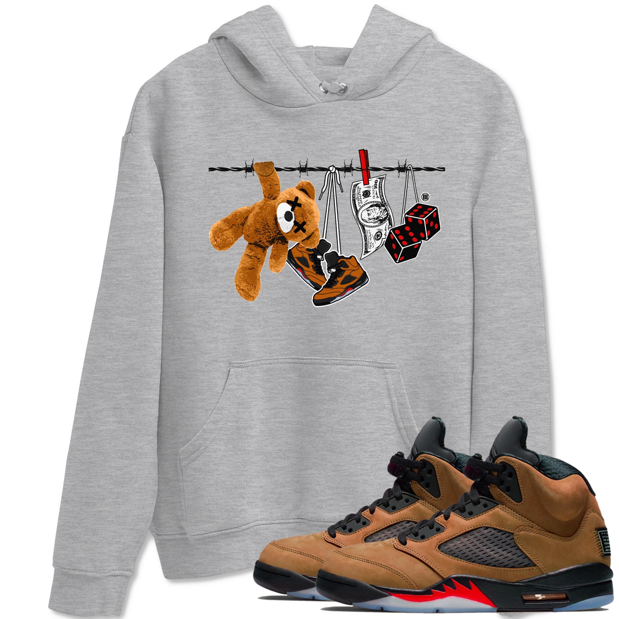 5s Archaeo Brown shirts to match jordans Clothesline sneaker match tees Air Jordan 5 Archaeo Brown match shoes to clothes SNRT Sneaker Tees unisex cotton Heather Grey 1 shirts