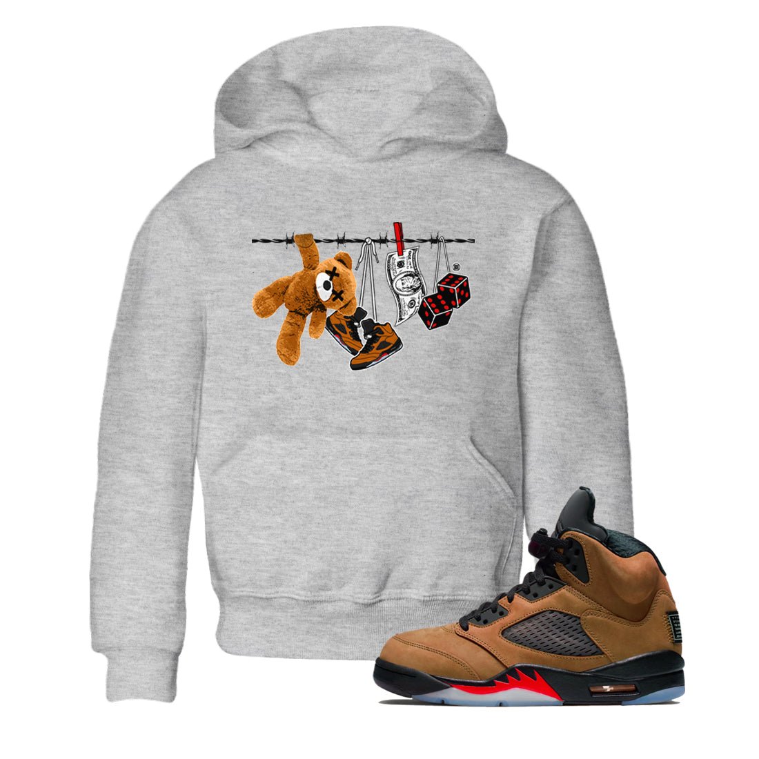 5s Archaeo Brown shirts to match jordans Clothesline sneaker match tees Air Jordan 5 Archaeo Brown match shoes to clothes SNRT Sneaker Tees Youth Baby Heather Grey 1 tee