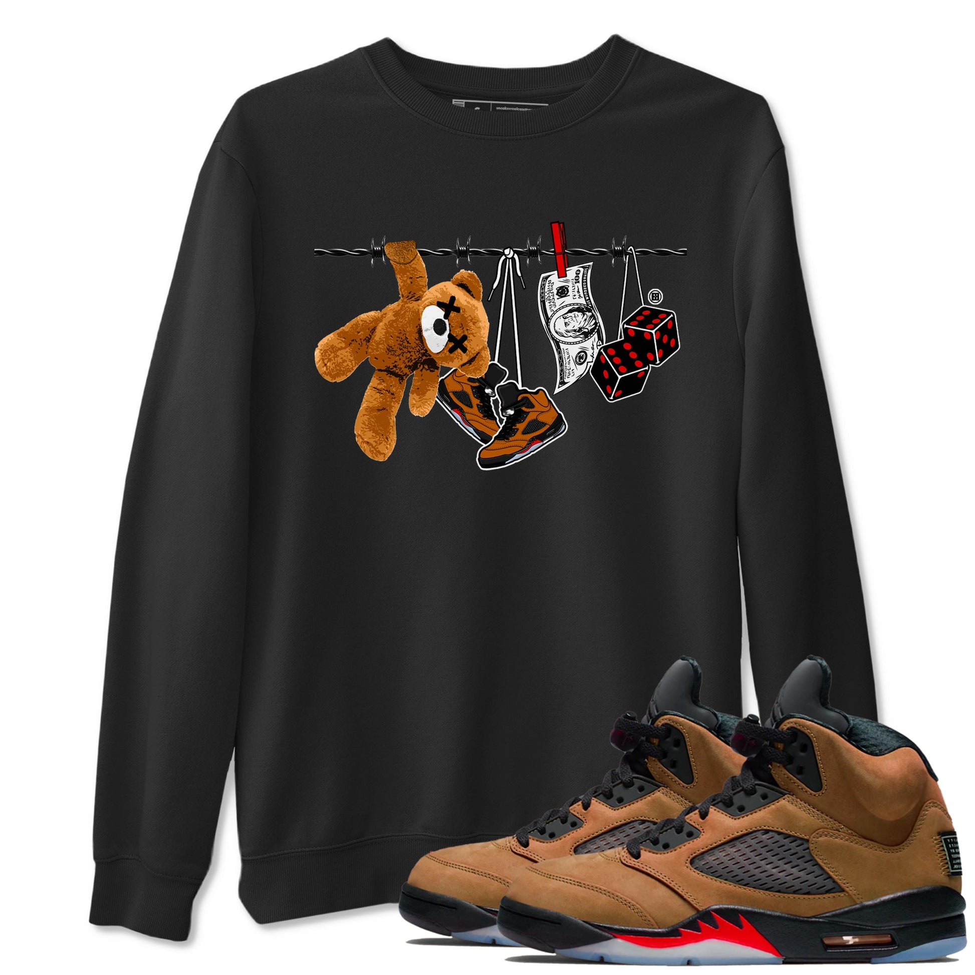 5s Archaeo Brown shirts to match jordans Clothesline sneaker match tees Air Jordan 5 Archaeo Brown match shoes to clothes SNRT Sneaker Tees unisex cotton Black 1 shirts