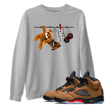 5s Archaeo Brown shirts to match jordans Clothesline sneaker match tees Air Jordan 5 Archaeo Brown match shoes to clothes SNRT Sneaker Tees unisex cotton Heather Grey 1 shirts