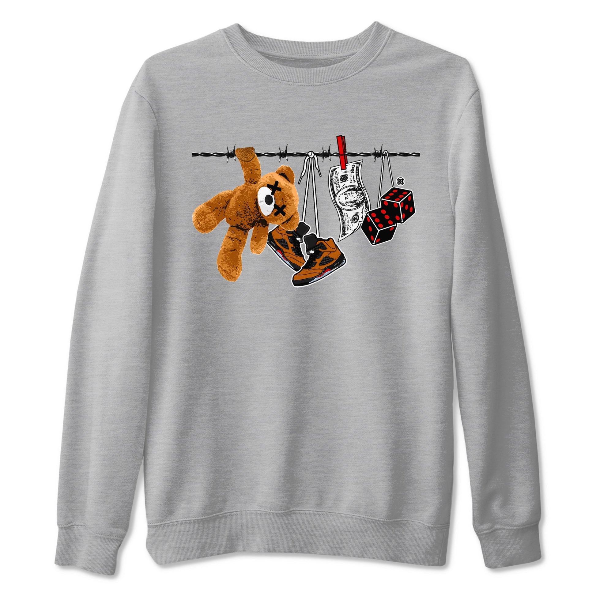 5s Archaeo Brown shirts to match jordans Clothesline sneaker match tees Air Jordan 5 Archaeo Brown match shoes to clothes SNRT Sneaker Tees unisex cotton Heather Grey 2 shirts