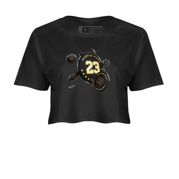 1s Black Metallic Gold shirts to match jordans Coin Drop sneaker match tees Air Jordan 1 Black Metallic Gold SNRT Sneaker Tees streetwear brand Black 2 crop tee