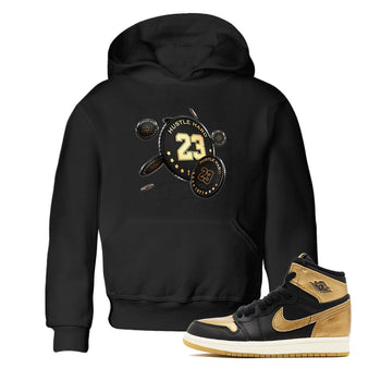 1s Black Metallic Gold shirts to match jordans Coin Drop sneaker match tees Air Jordan 1 Black Metallic Gold SNRT Sneaker Tees streetwear brand Baby and Youth Black 1 cotton tee