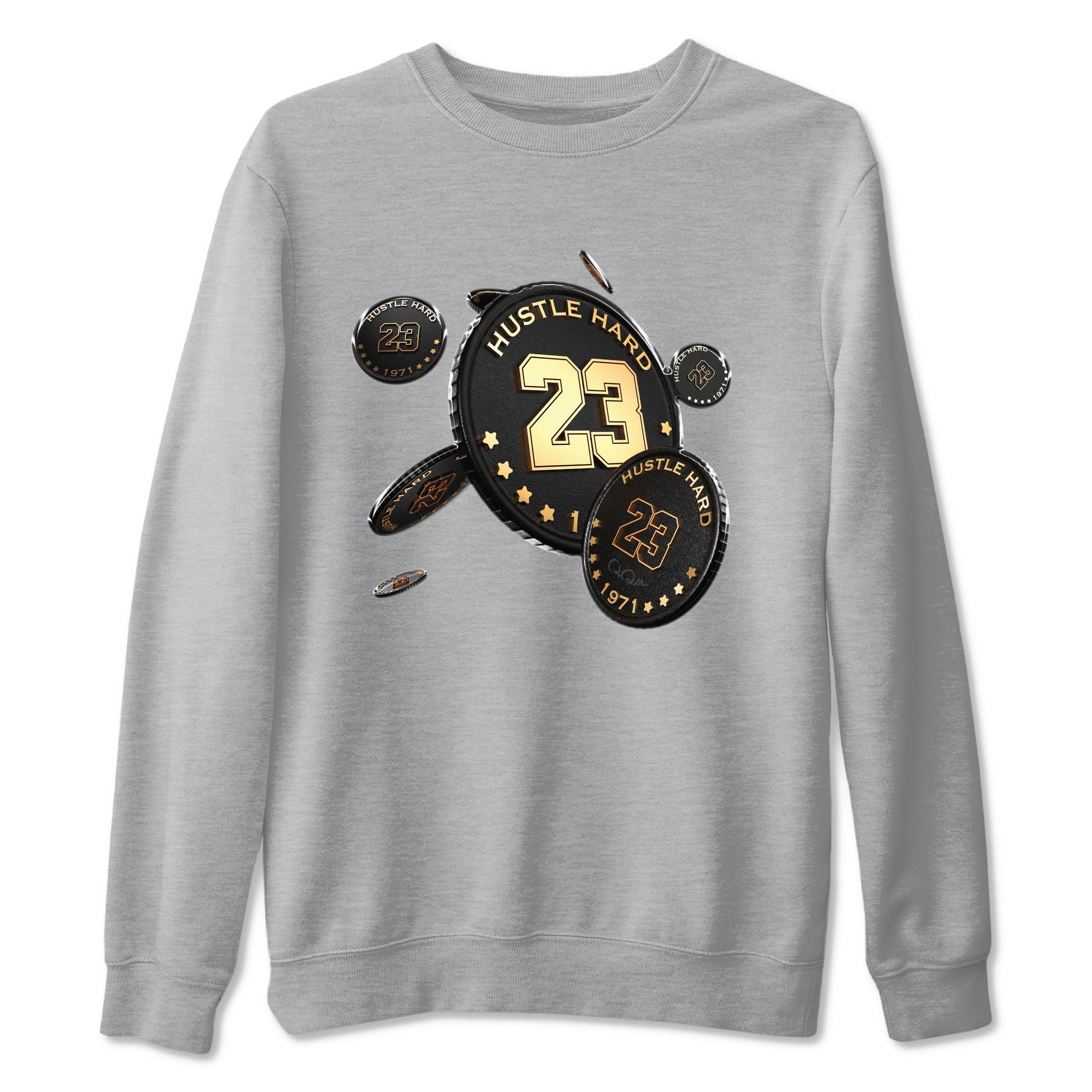 1s Black Metallic Gold shirts to match jordans Coin Drop sneaker match tees Air Jordan 1 Black Metallic Gold SNRT Sneaker Tees streetwear brand Heather Grey 2 unisex cotton tee