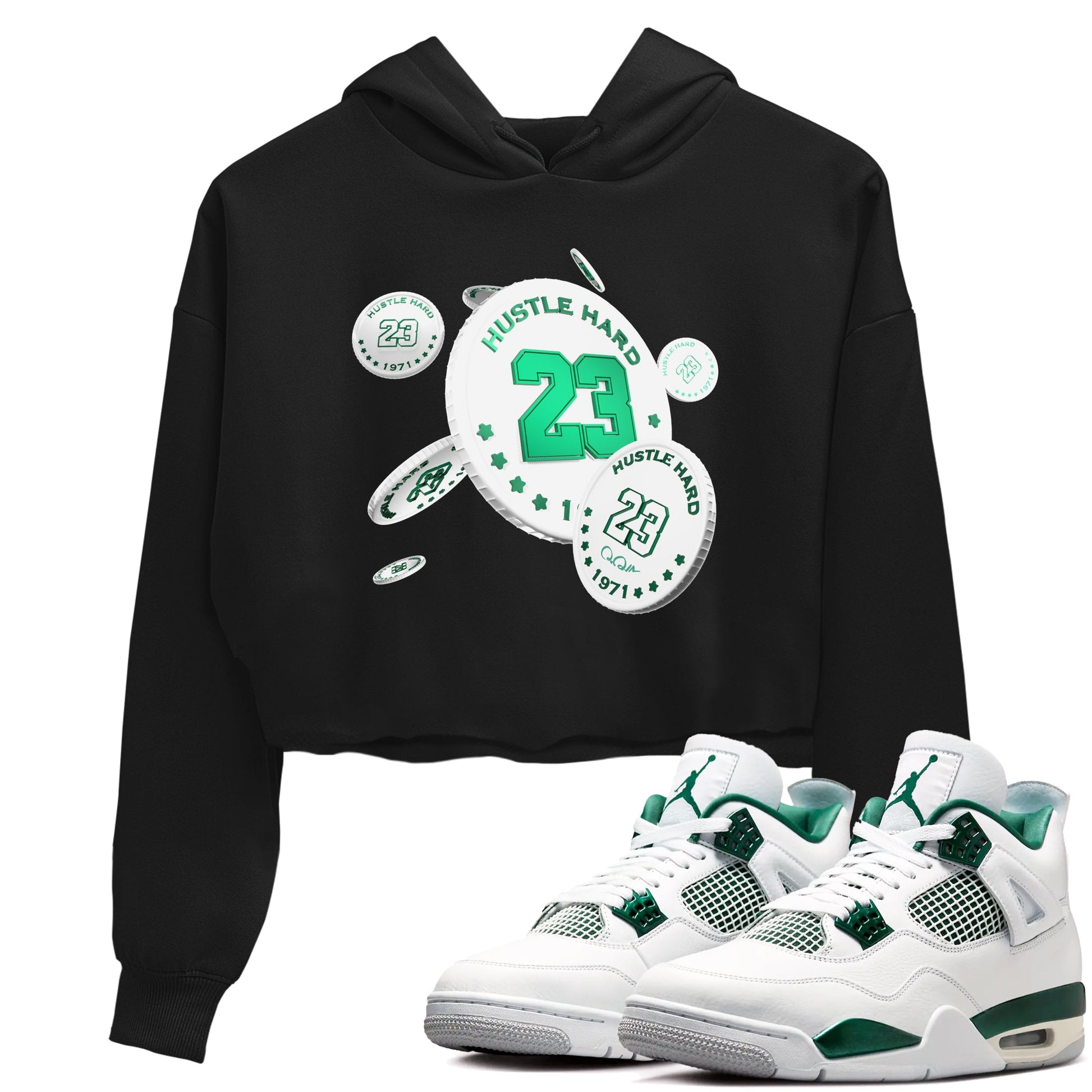 4s Oxidized Green shirts to match jordans Coin Drop sneaker match tees Air Jordan 4 Oxidized Green SNRT Sneaker Tees streetwear brand Black 1 crop tee