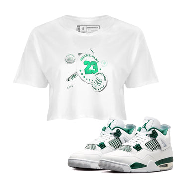 4s Oxidized Green shirts to match jordans Coin Drop sneaker match tees Air Jordan 4 Oxidized Green SNRT Sneaker Tees streetwear brand White 1 crop tee