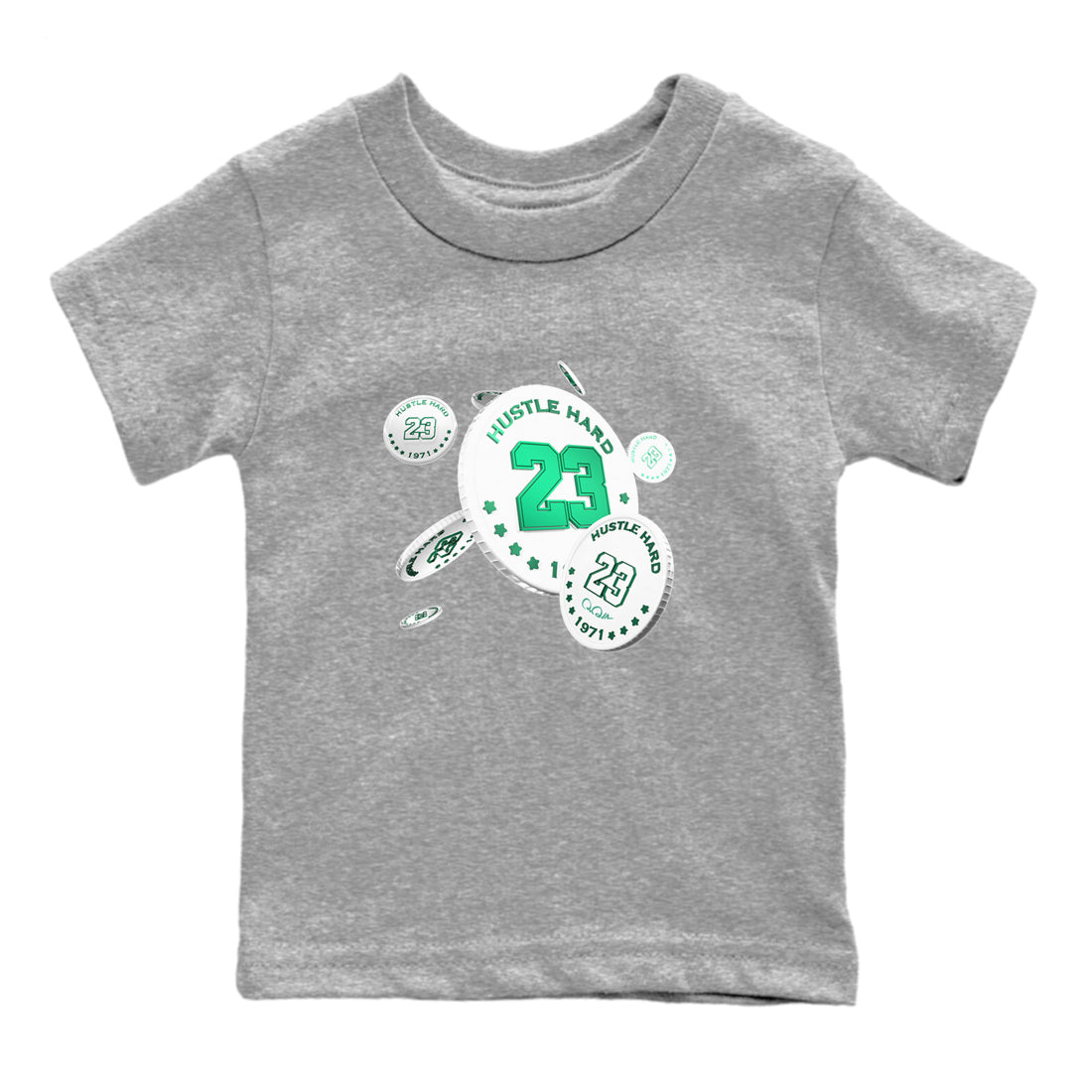 4s Oxidized Green shirts to match jordans Coin Drop sneaker match tees Air Jordan 4 Oxidized Green SNRT Sneaker Tees streetwear brand Baby and Youth Heather Grey 2 cotton tee