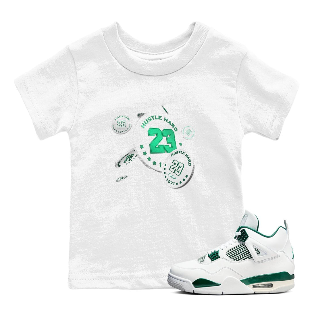 4s Oxidized Green shirts to match jordans Coin Drop sneaker match tees Air Jordan 4 Oxidized Green SNRT Sneaker Tees streetwear brand Baby and Youth White 1 cotton tee