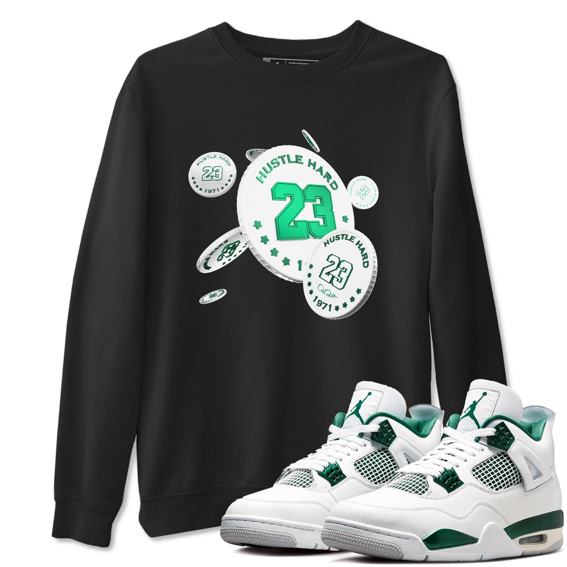 4s Oxidized Green shirts to match jordans Coin Drop sneaker match tees Air Jordan 4 Oxidized Green SNRT Sneaker Tees streetwear brand Black 1 unisex cotton tee