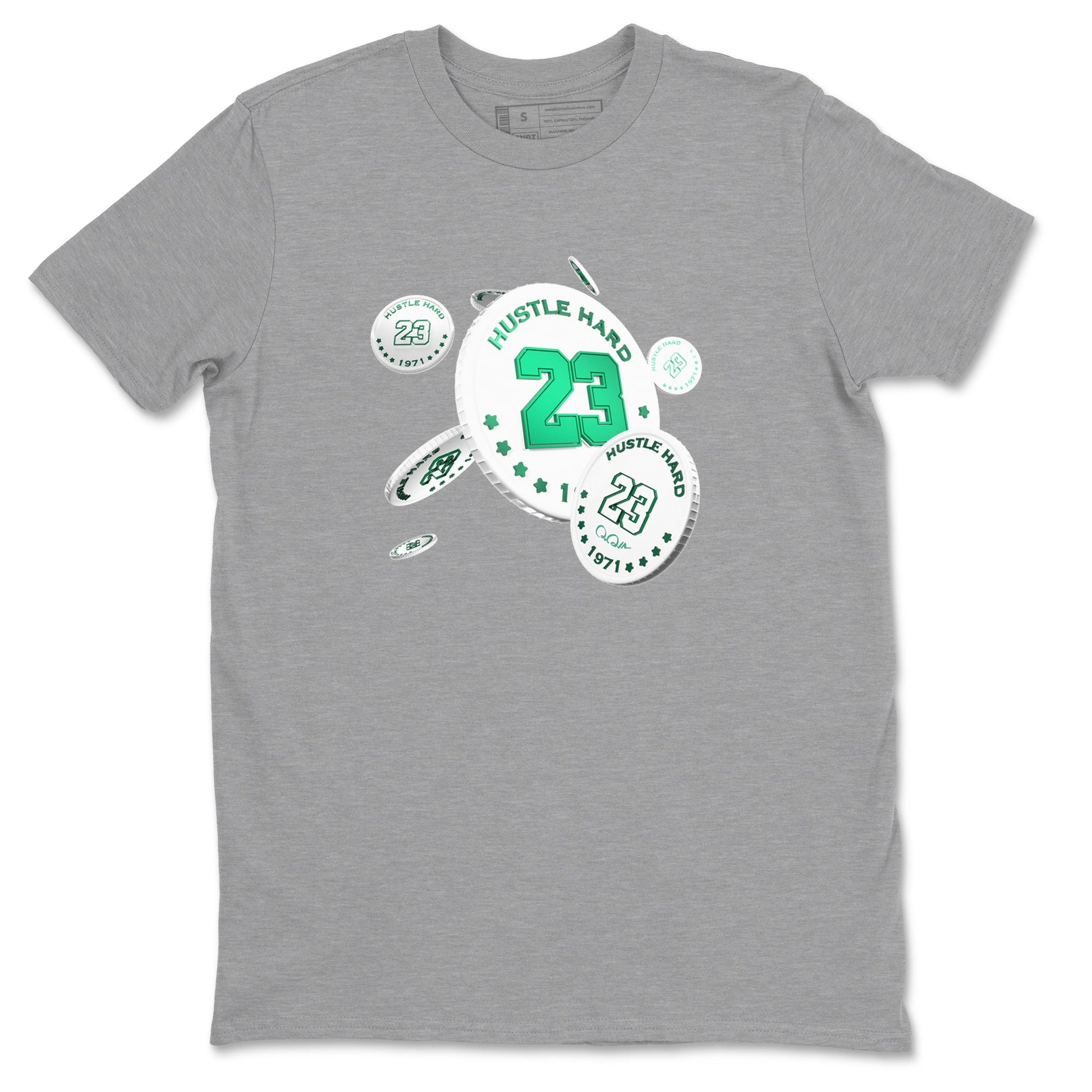 4s Oxidized Green shirts to match jordans Coin Drop sneaker match tees Air Jordan 4 Oxidized Green SNRT Sneaker Tees streetwear brand Heather Grey 2 unisex cotton tee