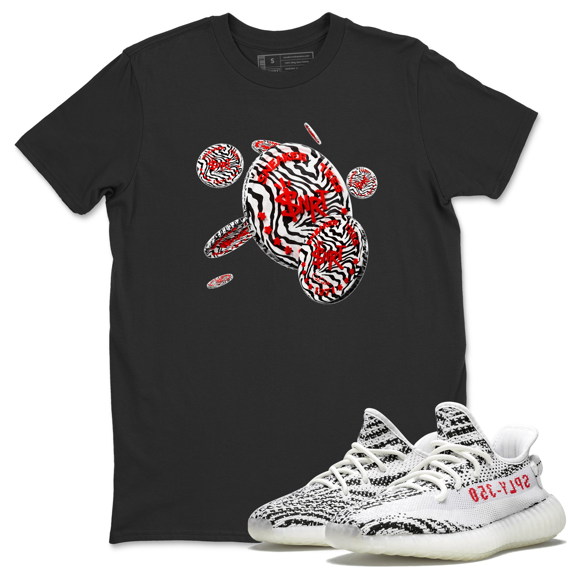 Yeezy 350 Zebra Sneaker Match Tees Coin Drop Sneaker Tees Yeezy Boost 350 V2 Zebra Sneaker Release Tees Unisex Shirts Black 1