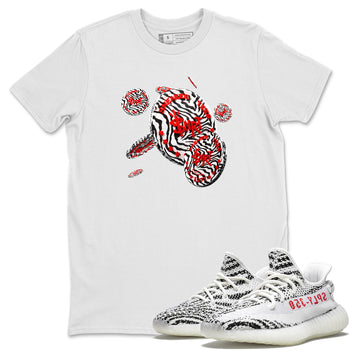 Yeezy 350 Zebra Sneaker Match Tees Coin Drop Sneaker Tees Yeezy Boost 350 V2 Zebra Sneaker Release Tees Unisex Shirts White 1