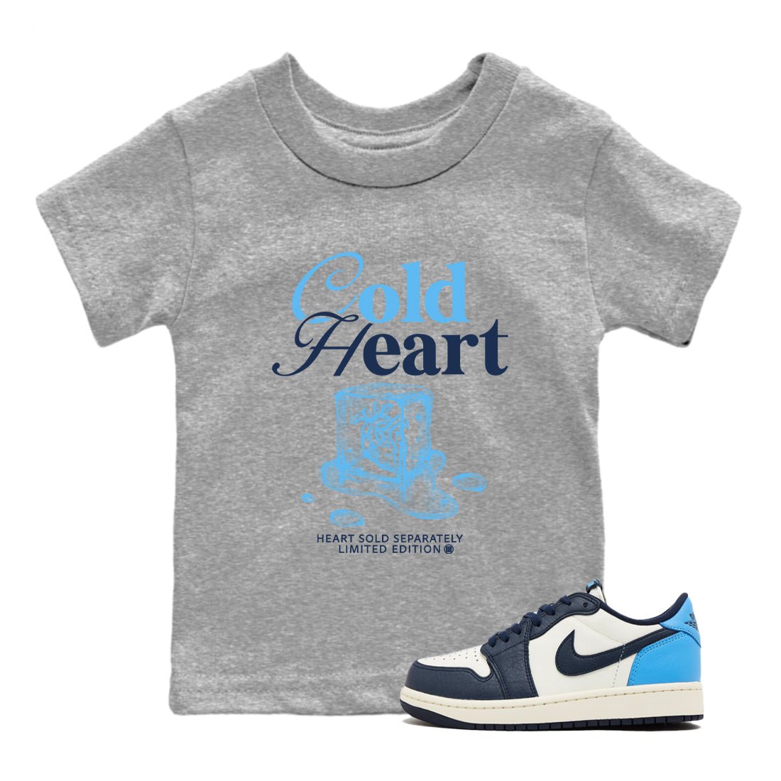 1s Obsidian shirts to match jordans Cold Heart shirts to match Jordans AJ1 Retro Low OG Obsidian match shoes to clothes SNRT Sneaker Tees Youth Baby Heather Grey 1 tee