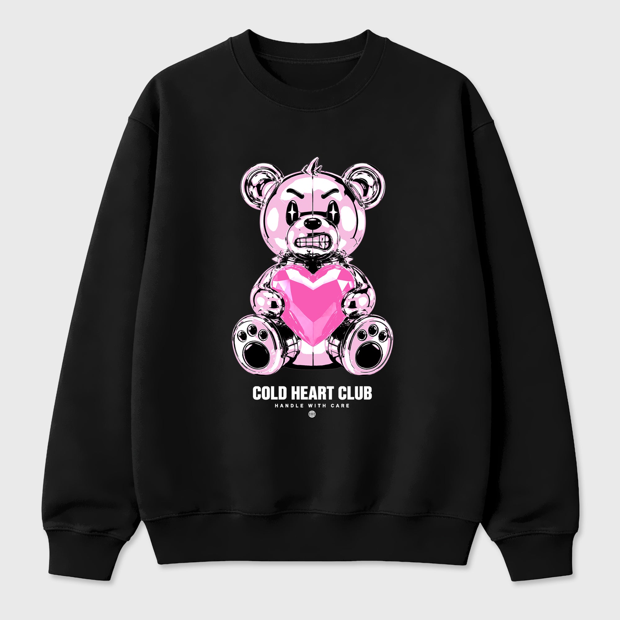 Cold Heart Club Bear Graphic T-Shirt featuring original streetwear artwork designed to match the Air Jordan 6 Playful Pink. Black 2 Graphic Tee.