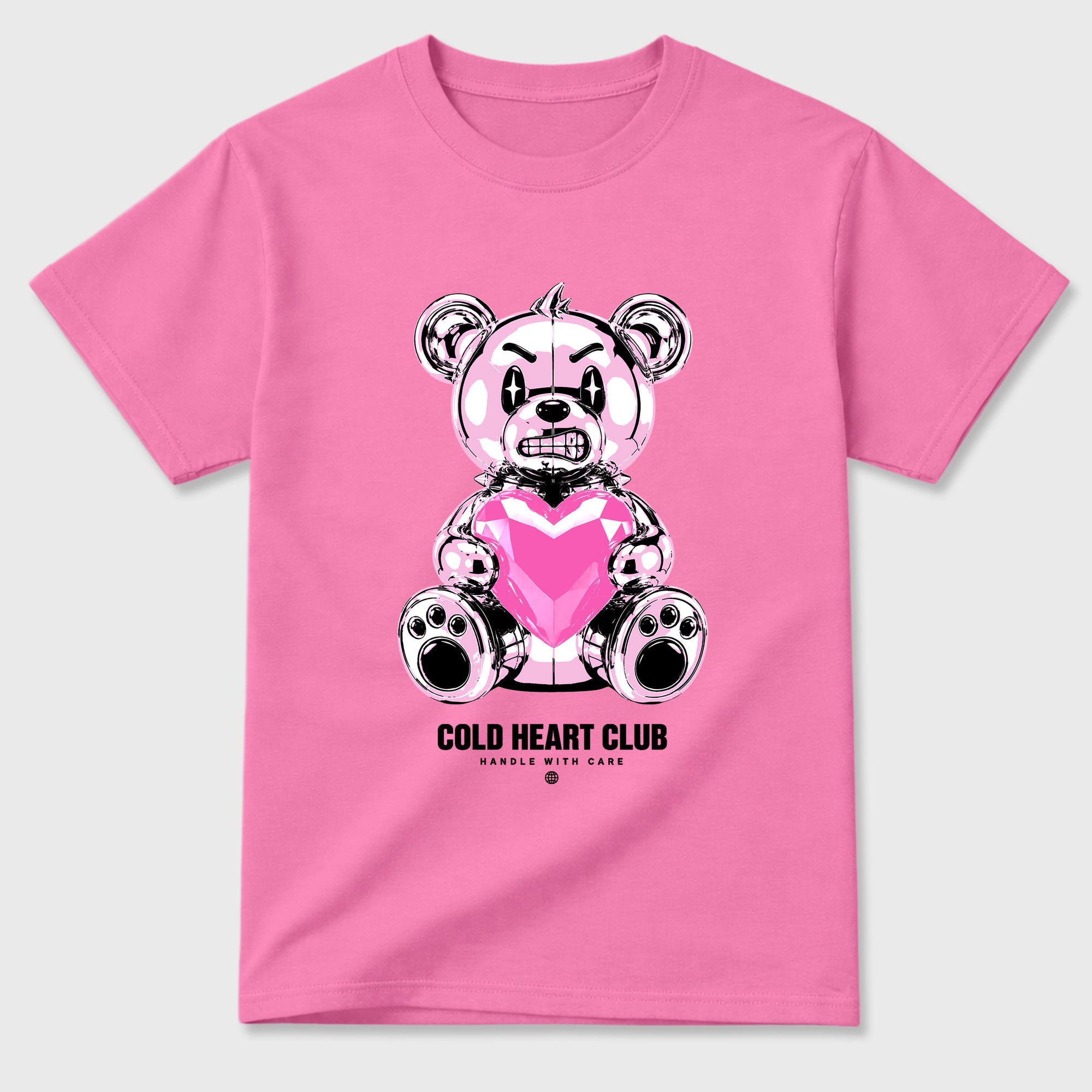 Cold Heart Club Bear Graphic T-Shirt featuring original streetwear artwork designed to match the Air Jordan 6 Playful Pink. Bubble Gum 2 Graphic T-Shirt.