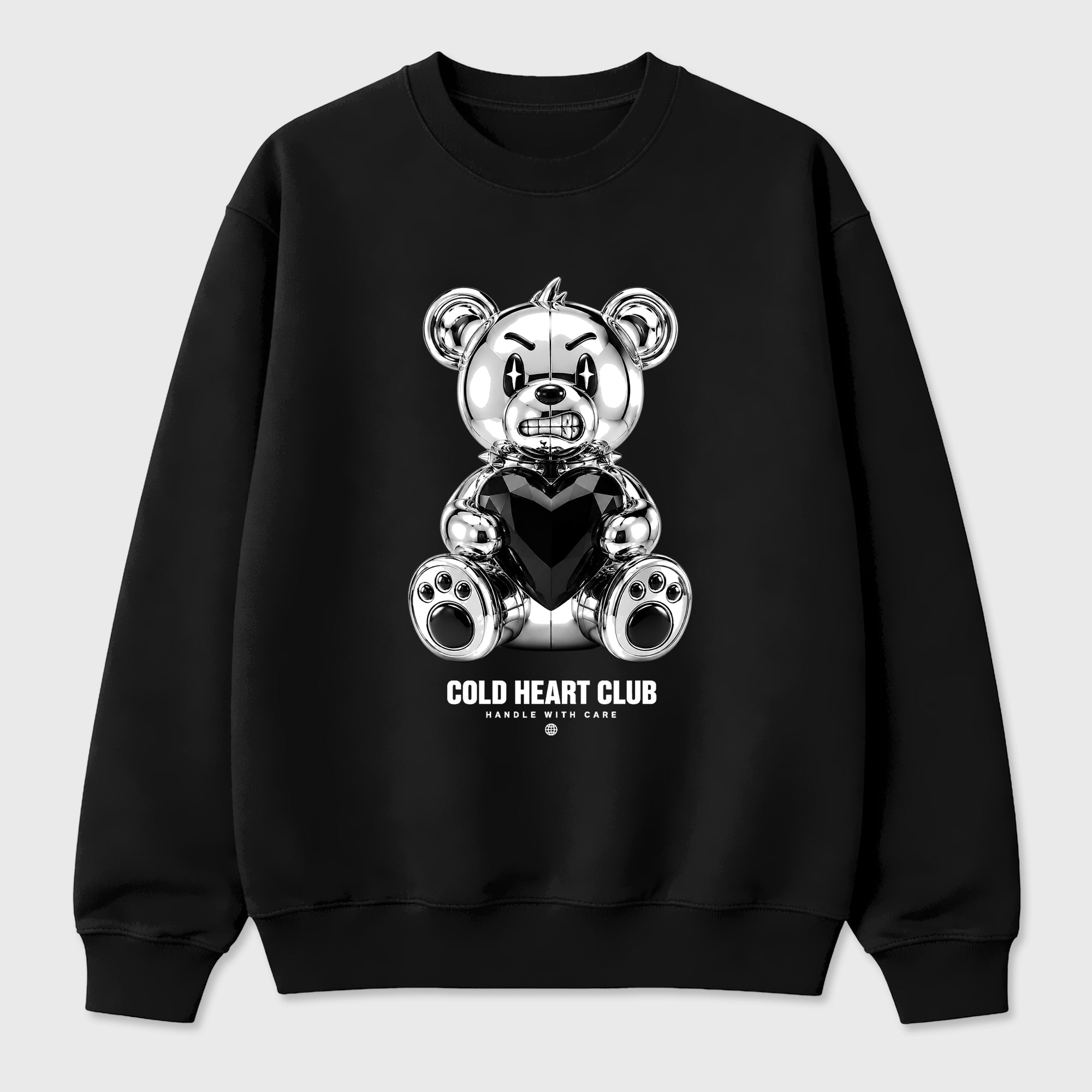 Cold Heart Club Bear Graphic T-Shirt featuring original streetwear artwork designed to match the Air Jordan 8 Chrome. Black 2 Graphic Tee.