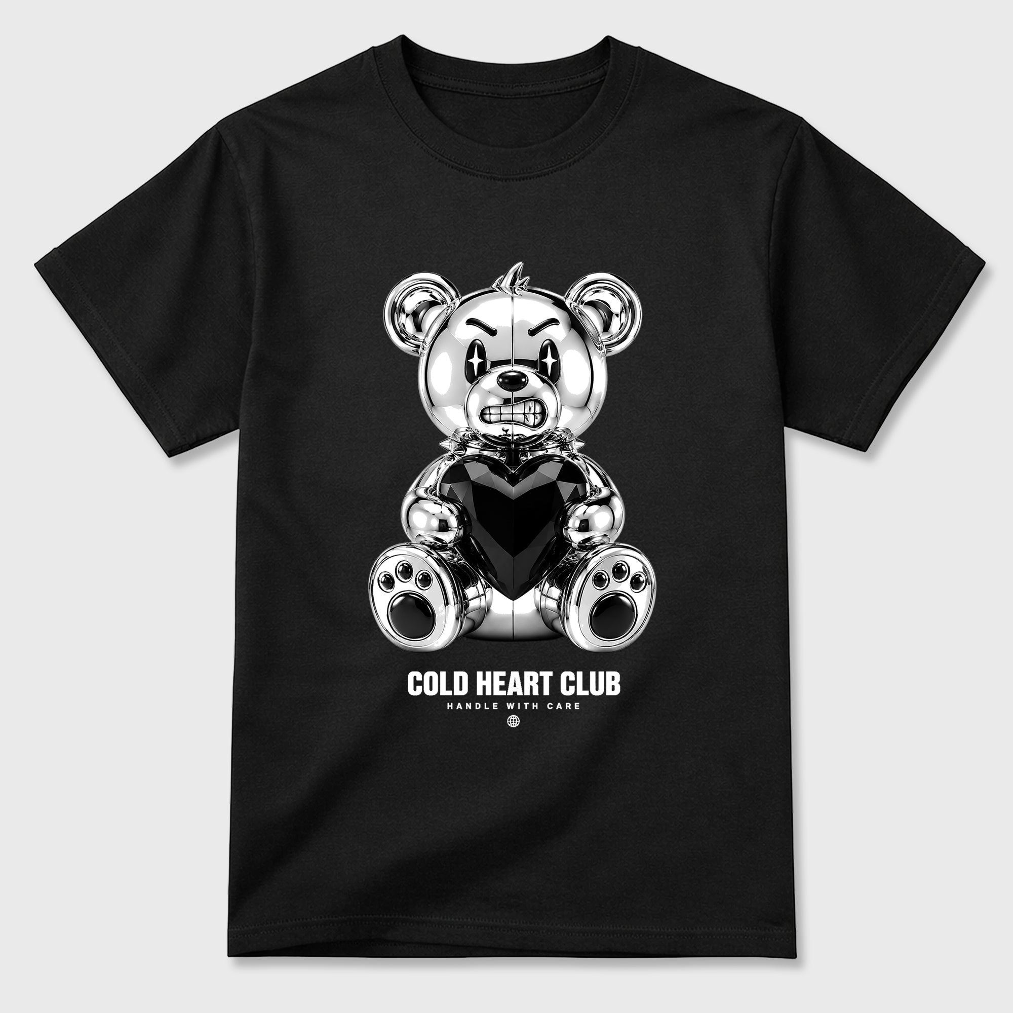 Cold Heart Club Bear Graphic T-Shirt featuring original streetwear artwork designed to match the Air Jordan 8 Chrome. Black 2 Graphic T-Shirt.