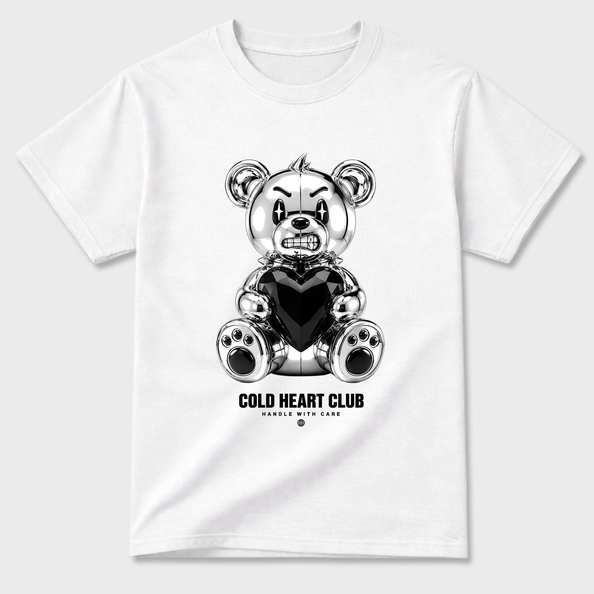 Cold Heart Club Bear Graphic T-Shirt featuring original streetwear artwork designed to match the Air Jordan 8 Chrome. White 2 Graphic T-Shirt.