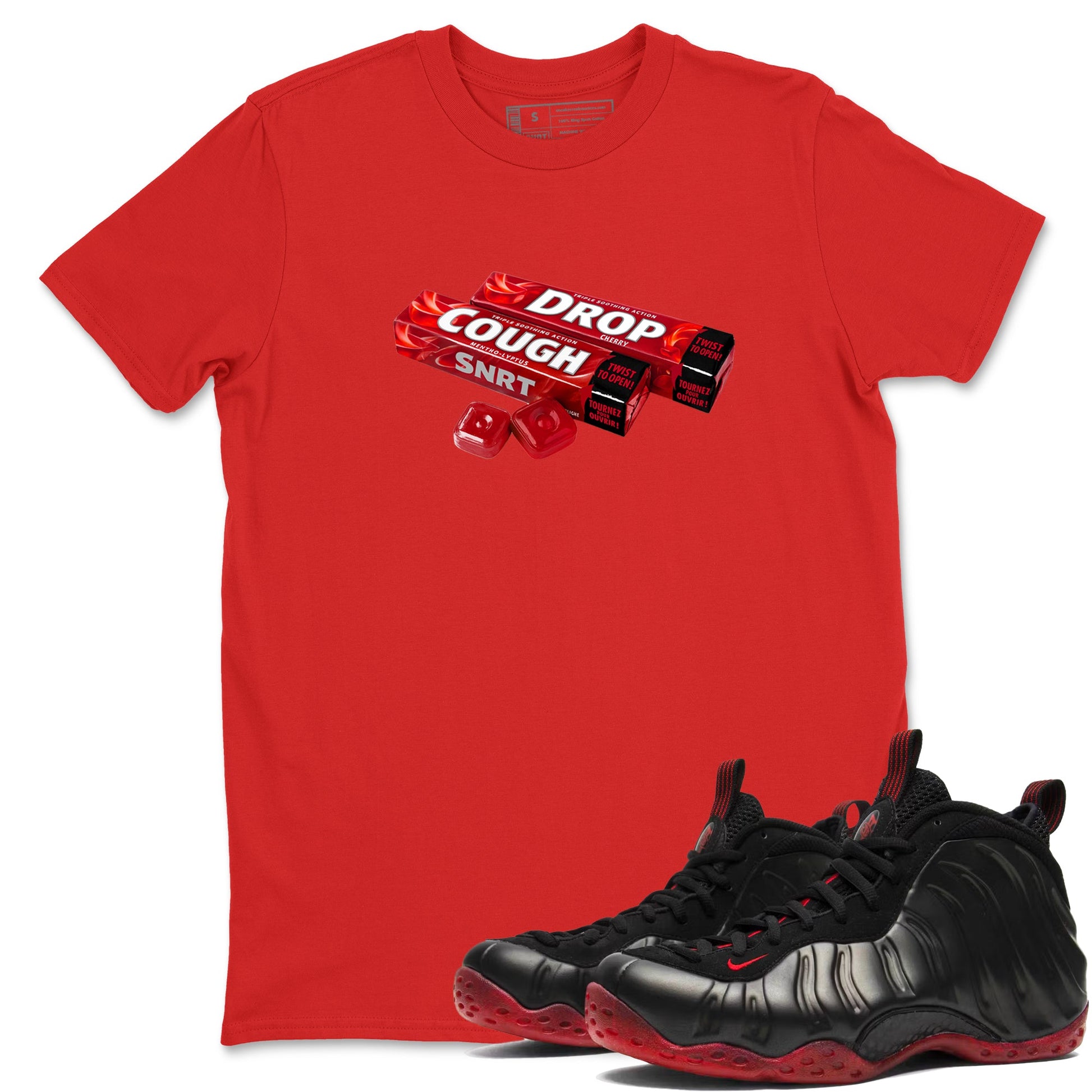 Sneaker match tees – Sneaker Tees To Match Air Foamposite Cough Drop Shoes – Cough Drop Tee Red 1
