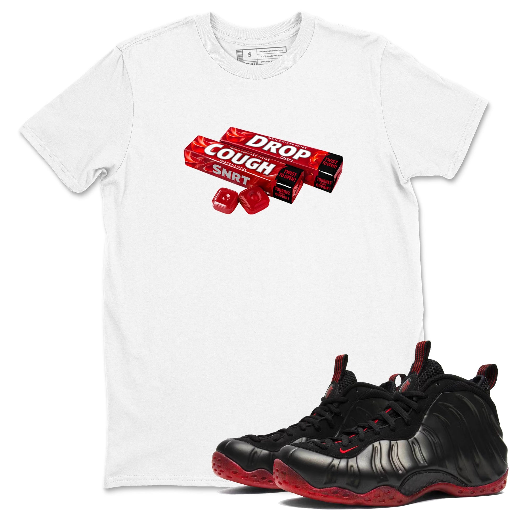 Sneaker match tees – Sneaker Tees To Match Air Foamposite Cough Drop Shoes – Cough Drop Tee White 1