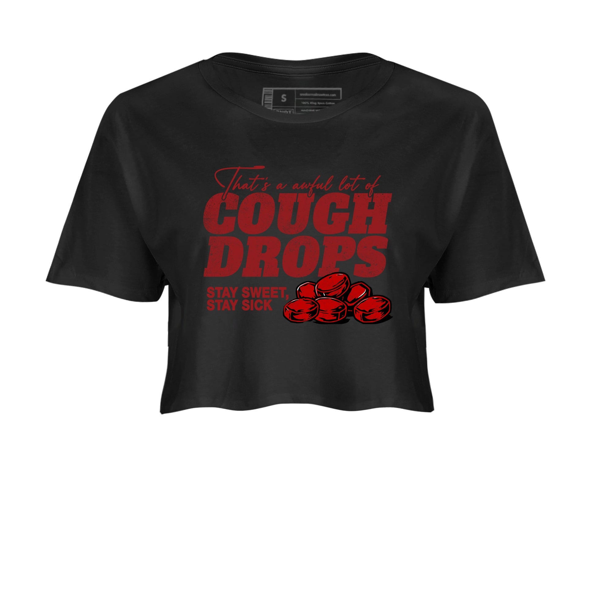 Sneaker match tees – Sneaker Tees To Match Air Foamposite Cough Drop Shoes – Cough Drops Crop T-Shirt Black 2
