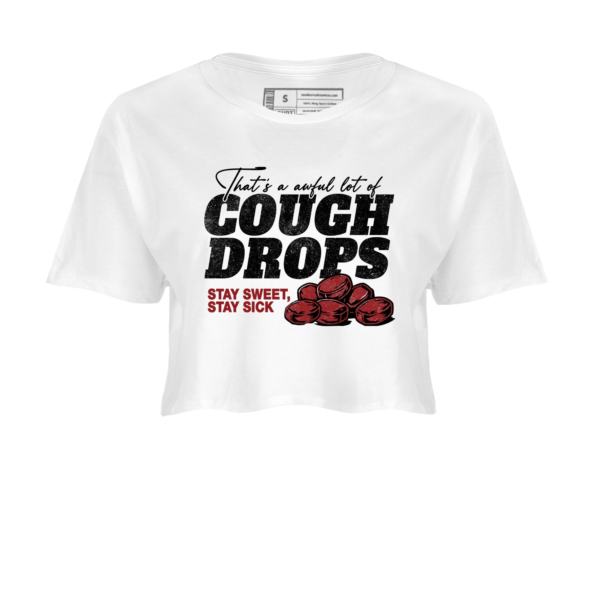 Sneaker match tees – Sneaker Tees To Match Air Foamposite Cough Drop Shoes – Cough Drops Crop T-Shirt White 2