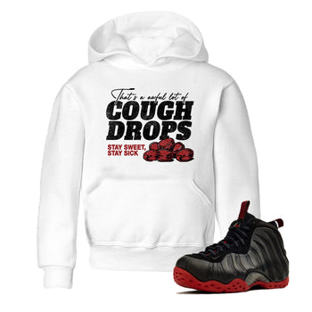Sneaker match tees – Sneaker Tees To Match Air Foamposite Cough Drop Shoes – Cough Drops Kids T-Shirt White 1