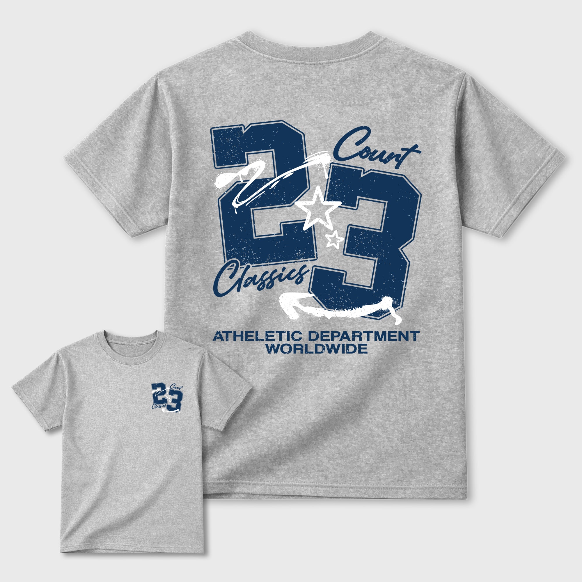 Court Classics Graphic T-Shirt featuring original streetwear artwork designed to match the . Heather Grey Graphic T-Shirt.