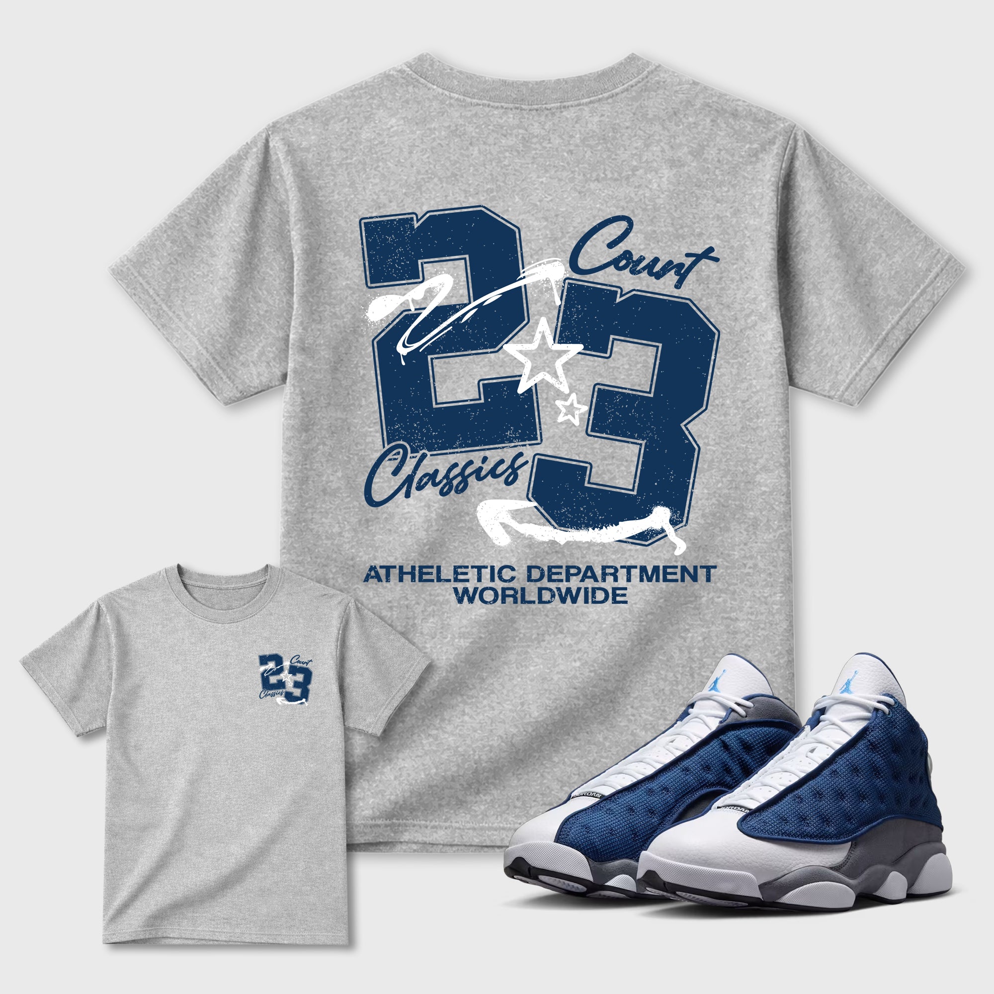 Court Classics Graphic T-Shirt featuring original streetwear artwork designed to match the . Heather Grey Graphic T-Shirt.