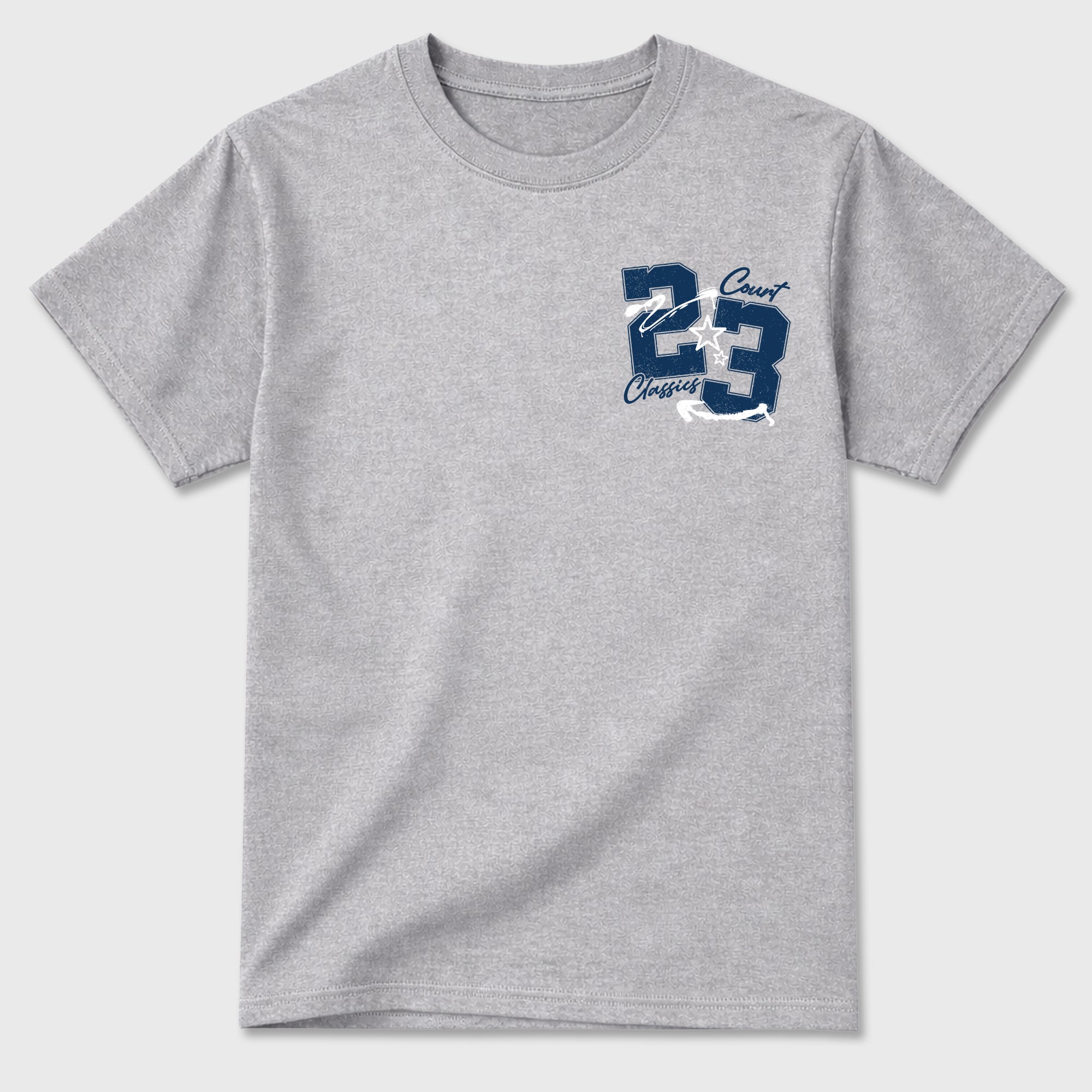 Court Classics Graphic T-Shirt featuring original streetwear artwork designed to match the . Heather Grey Graphic T-Shirt.