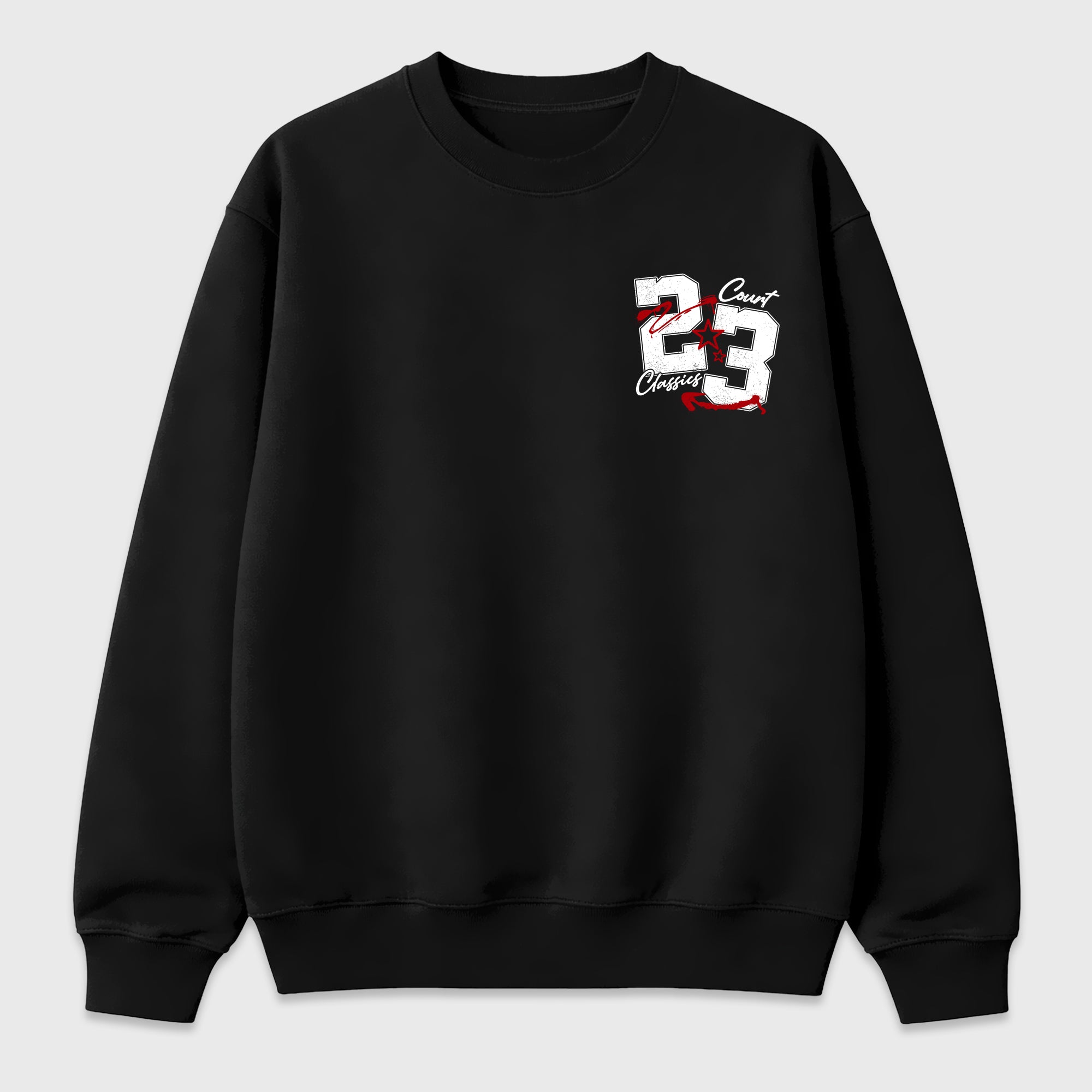 Court Classics Black Graphic Sweatshirt - 3, a graphic streetwear sweatshirt inspired by Air Jordan 9 Retro Space Jam sneakers for an easy coordinated sneaker fit.