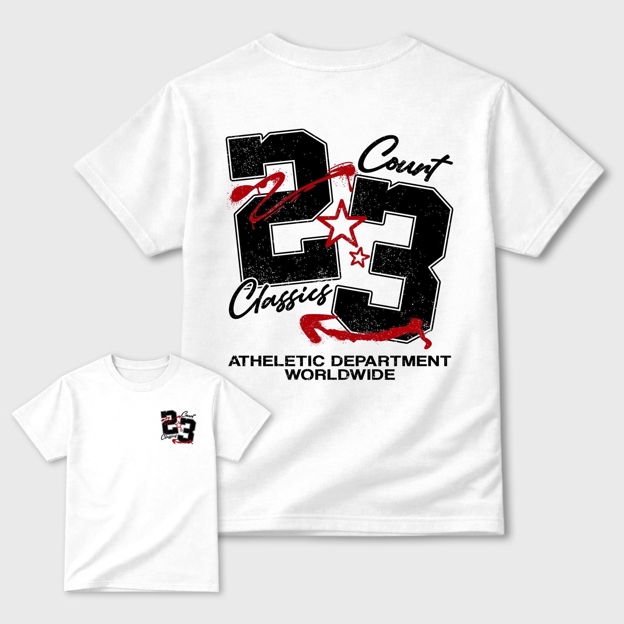 Court Classics White Graphic T-Shirt - 1, sneaker matching tee designed to match Air Jordan 9 Retro Space Jam sneakers for a coordinated sneaker outfit.
