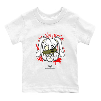 1s Travis Scott Medium Olive shirts to match jordans Crazy Bunny sneaker match tees Air Jordan 1 Travis Scott Medium Olive SNRT Sneaker Tees streetwear brand Baby and Youth White 2 cotton tee