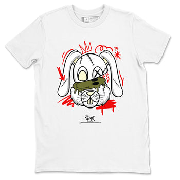 1s Travis Scott Medium Olive shirts to match jordans Crazy Bunny sneaker match tees Air Jordan 1 Travis Scott Medium Olive SNRT Sneaker Tees streetwear brand White 2 unisex cotton tee