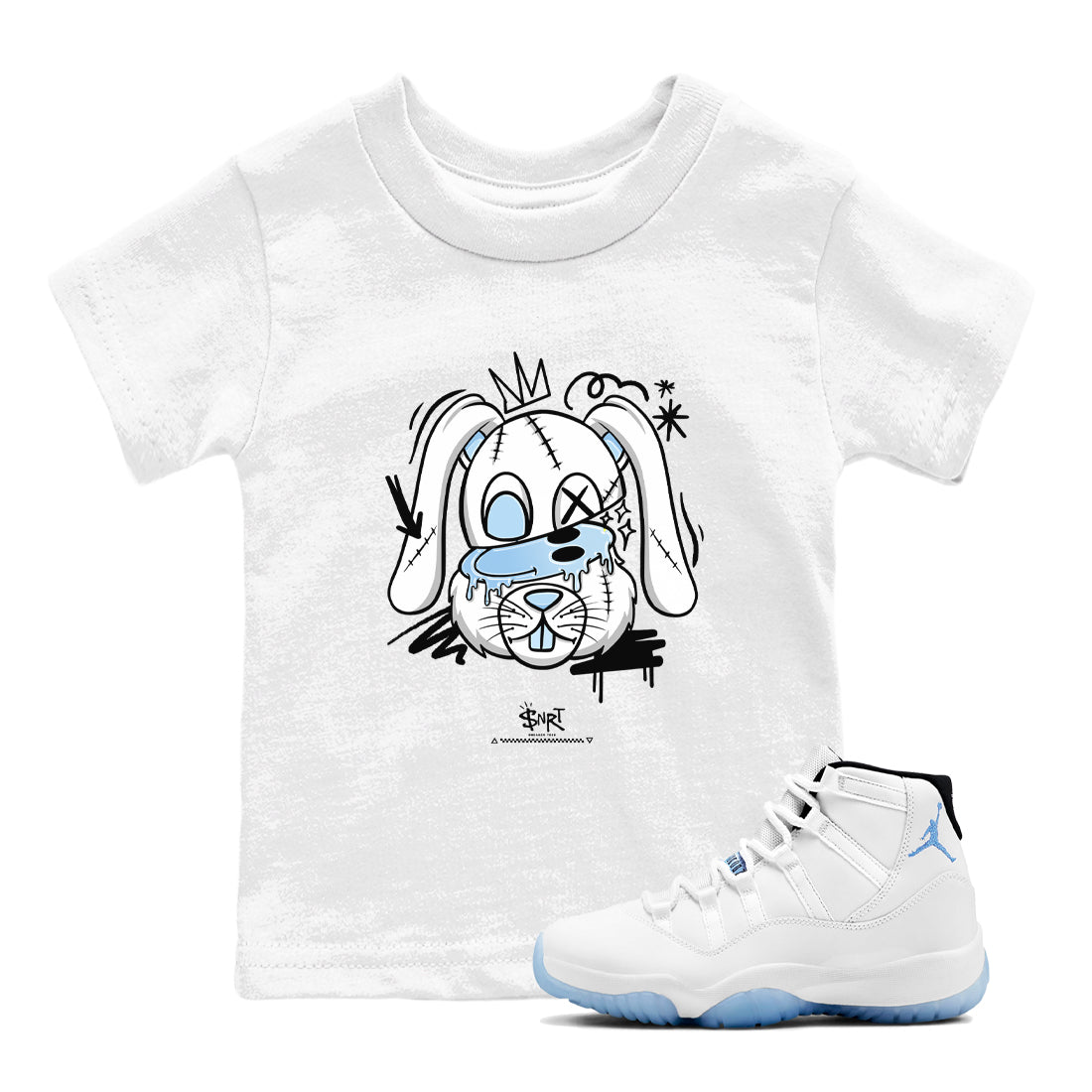 11 Columbia shirts to match jordans Crazy Bunny sneaker match tees 11s Retro Legend Blue Columbia SNRT Sneaker Tees streetwear brand Baby and Youth White 1 cotton tee