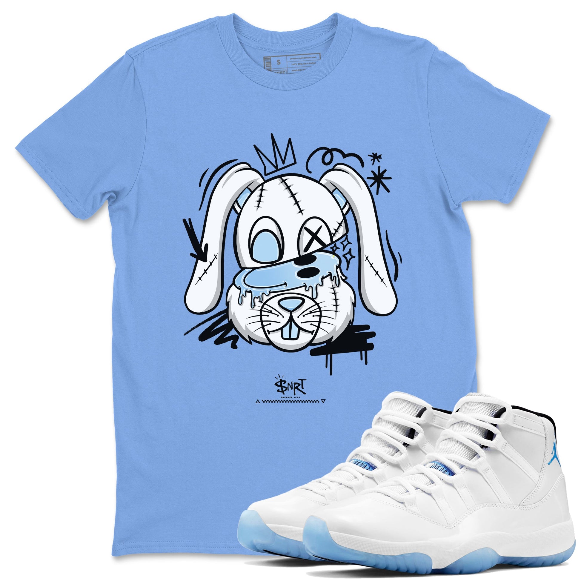 11 Columbia shirts to match jordans Crazy Bunny sneaker match tees 11s Retro Legend Blue Columbia SNRT Sneaker Tees streetwear brand Carolina Blue 1 unisex cotton tee