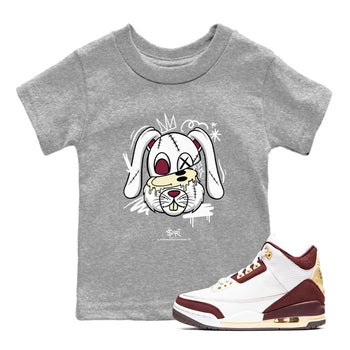 3s A Ma Maniere x Burgundy Crush shirts to match jordans Crazy Bunny sneaker match tees Air Jordan 3 A Ma Maniere x Burgundy Crush SNRT Sneaker Tees streetwear brand Baby and Youth Heather Grey 1 cotton tee
