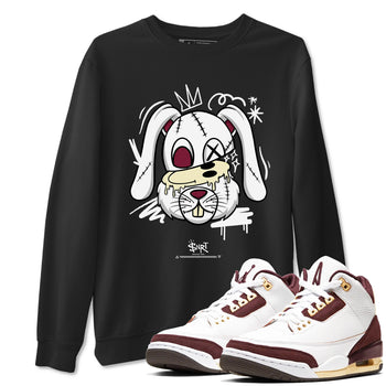 3s A Ma Maniere x Burgundy Crush shirts to match jordans Crazy Bunny sneaker match tees Air Jordan 3 A Ma Maniere x Burgundy Crush SNRT Sneaker Tees streetwear brand Black 1 unisex cotton tee