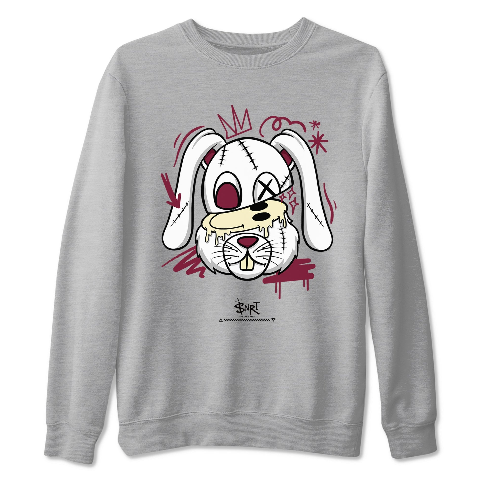 3s A Ma Maniere x Burgundy Crush shirts to match jordans Crazy Bunny sneaker match tees Air Jordan 3 A Ma Maniere x Burgundy Crush SNRT Sneaker Tees streetwear brand Heather Grey 2 unisex cotton tee