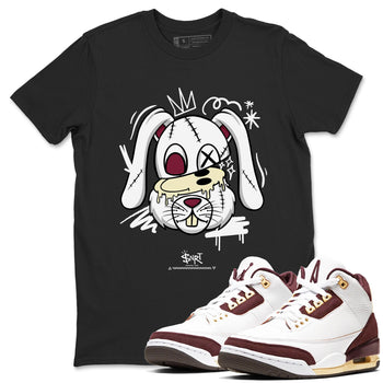 3s A Ma Maniere x Burgundy Crush shirts to match jordans Crazy Bunny sneaker match tees Air Jordan 3 A Ma Maniere x Burgundy Crush SNRT Sneaker Tees streetwear brand Black 1 unisex cotton tee