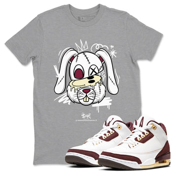 3s A Ma Maniere x Burgundy Crush shirts to match jordans Crazy Bunny sneaker match tees Air Jordan 3 A Ma Maniere x Burgundy Crush SNRT Sneaker Tees streetwear brand Heather Grey 1 unisex cotton tee