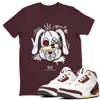 3s A Ma Maniere x Burgundy Crush shirts to match jordans Crazy Bunny sneaker match tees Air Jordan 3 A Ma Maniere x Burgundy Crush SNRT Sneaker Tees streetwear brand Maroon 1 unisex cotton tee