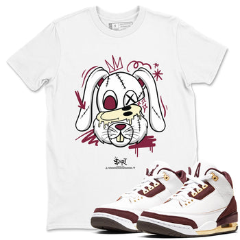 3s A Ma Maniere x Burgundy Crush shirts to match jordans Crazy Bunny sneaker match tees Air Jordan 3 A Ma Maniere x Burgundy Crush SNRT Sneaker Tees streetwear brand White 1 unisex cotton tee