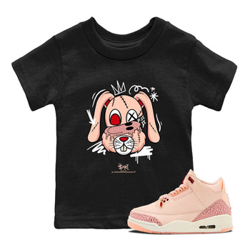 3s Valentines Day tee to match jordans Crazy Bunny sneaker match tees Air Jordan 3 "Treat Yourself" Washed Coral special Valentine's Day Gift SNRT Sneaker Tees Youth Baby Black 1 tee
